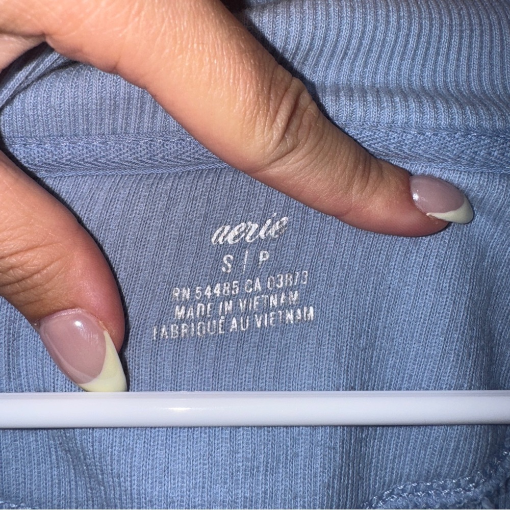 Aerie Light Blue Ribbed Oversized Half Zip Sweatshirt Pullover Small - Picture 3 of 4